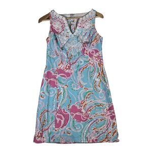 Lilly Pulitzer Womens Dress Sz 0 Gabby Jellyfish Sheath Embroidered Multicolored